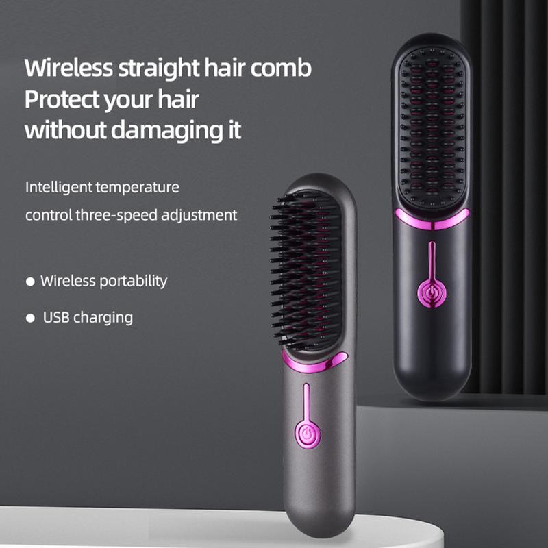 2-in-1 Ceramic Hair Styling Brush - Anti-Scald Wireless Straightener & Curler - IKEA