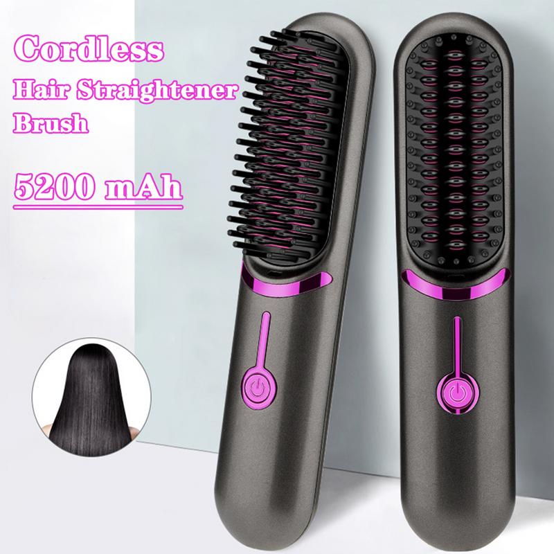 2-in-1 Ceramic Hair Styling Brush - Anti-Scald Wireless Straightener & Curler - IKEA