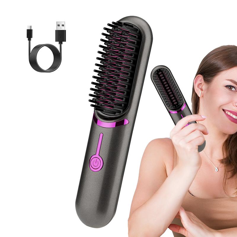 2-in-1 Ceramic Hair Styling Brush - Anti-Scald Wireless Straightener & Curler - IKEA