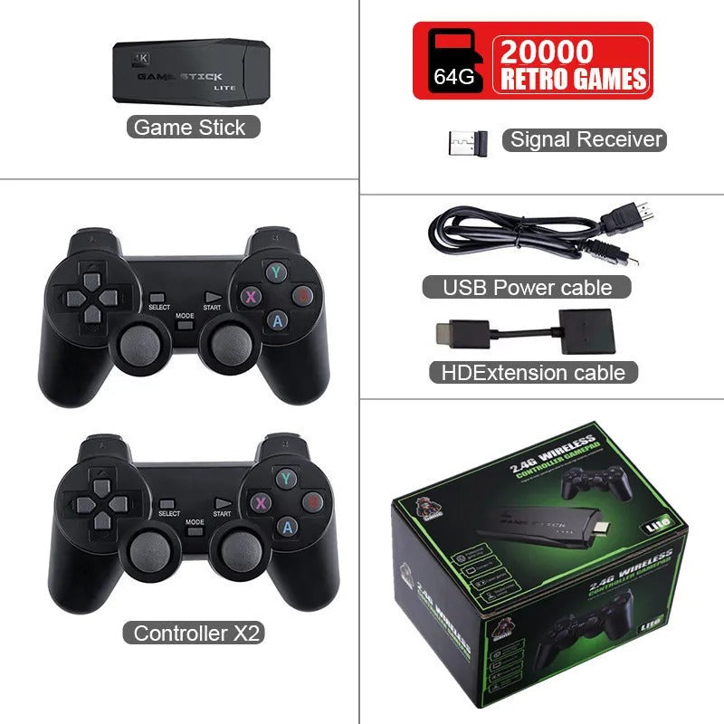 Video Game Console 2.4G Double Wireless Controller Game Stick 4K