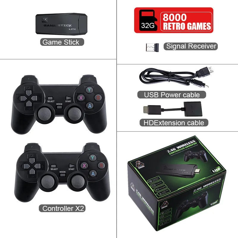 Video Game Console 2.4G Double Wireless Controller Game Stick 4K